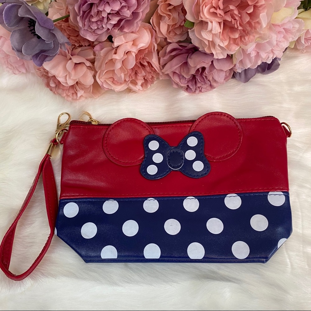 Minnie Mouse Blue & Red Makeup Cosmetic Bag - Picture 2 of 8